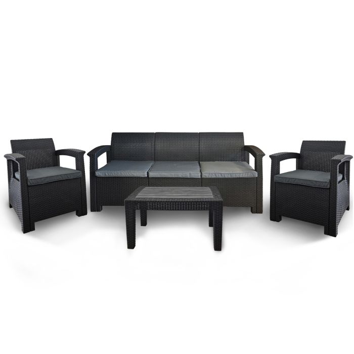 Zestaw Mebli Ogrodowych z technorattanu 5-osobowy Aura Antracyt Zestaw Mebli Ogrodowych z technorattanu 5-osobowy Aura Antracyt