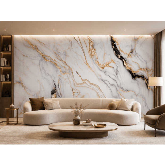 Panel Ścienny XXL Arabescato Złoty Połysk 360 x 280 cm 3 mm – zestaw 3 szt. (ABC)