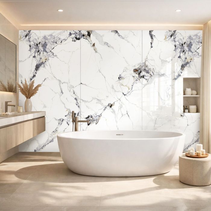 Panel Ścienny SPC Marmur Carrara Biały Połysk 120 x 280 4mm (C) Panel Ścienny SPC Marmur Carrara Biały Połysk 120 x 280 4mm (C)