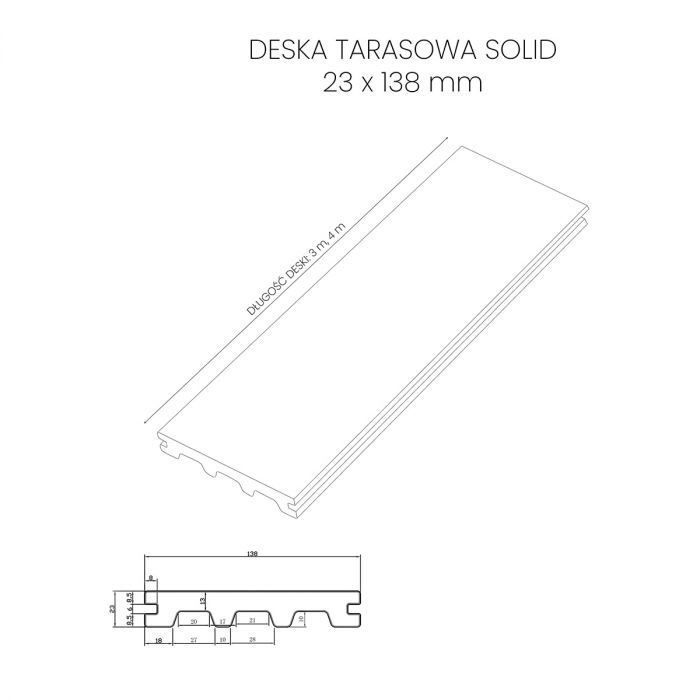 Deska Tarasowa Kompozytowa Solid Premium Natural Wood – dł. 4 m