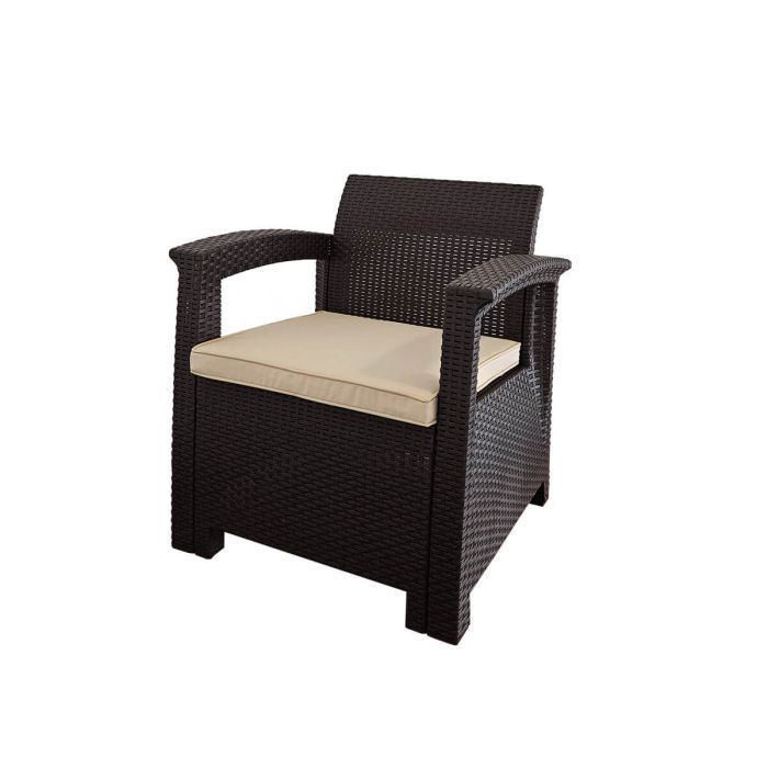 Zestaw Mebli Ogrodowych z technorattanu 5-osobowy Aura Brąz Zestaw Mebli Ogrodowych z technorattanu 5-osobowy Aura Brąz