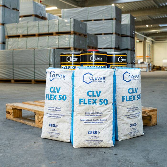 Hydroizolacja Dwuskładnikowa Polimerowa CLEVER CLV FLEX 50 – 20 kg + 4 l Hydroizolacja Dwuskładnikowa Polimerowa CLEVER CLV FLEX 50 – 20 kg + 4 l