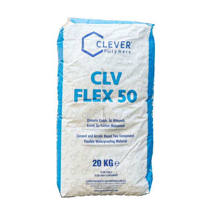 Hydroizolacja Dwuskładnikowa Polimerowa CLEVER CLV FLEX 50 – 20 kg + 4 l Hydroizolacja Dwuskładnikowa Polimerowa CLEVER CLV FLEX 50 – 20 kg + 4 l