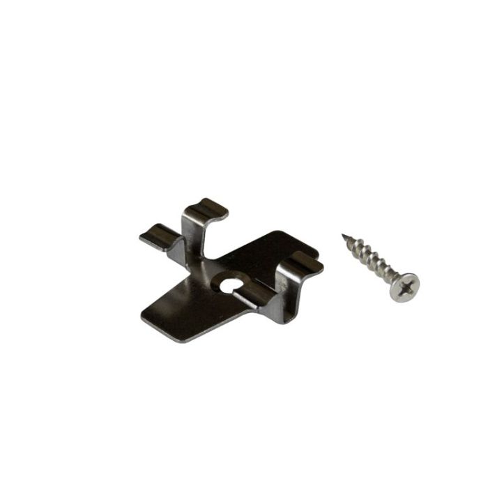 Klips montażowy ze stali nierdzewnej do deski 3D +wkręt - 1 szt.