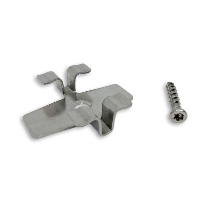 Klips montażowy ze stali nierdzewnej L-8 do deski Premium + wkręt – 100 szt. Klips montażowy ze stali nierdzewnej L-8 do deski Premium + wkręt – 100 szt.