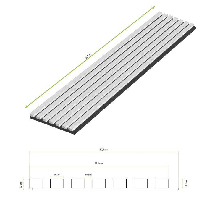 Lamele ścienne akustyczne na filcu Dąb Rustykalny 2,1 x 30,5 cm – dł. 2,7 m