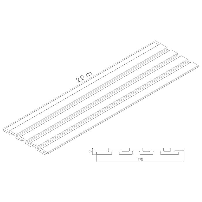 Deska Elewacyjna Kompozytowa Lamelowa DUO Light Oak / Czarny – dł. 2,9 m
