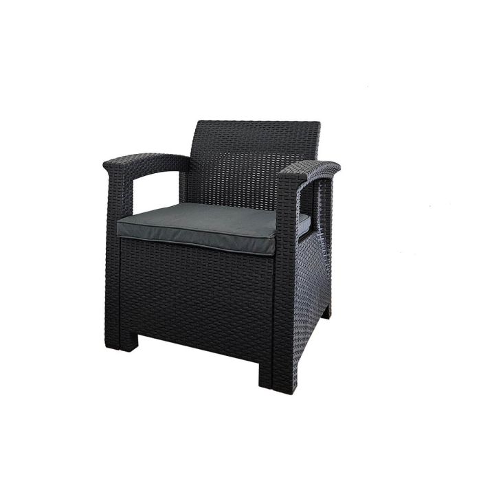 Zestaw Mebli Ogrodowych z technorattanu 5-osobowy Aura Antracyt Zestaw Mebli Ogrodowych z technorattanu 5-osobowy Aura Antracyt