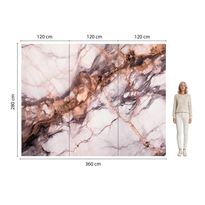 Panel Ścienny XXL Breccia Miedziany Połysk 120 x 280 cm 3 mm – zestaw 3 szt. (ABC)
