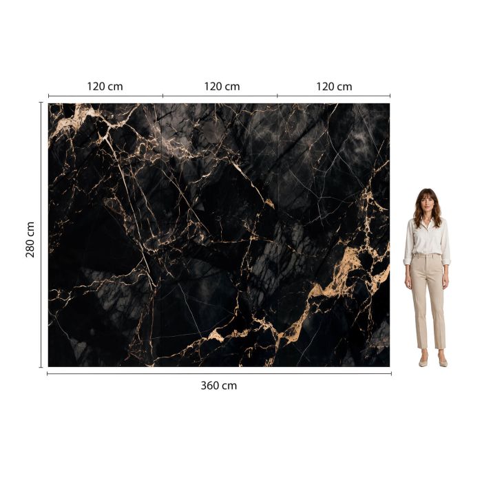 Panel Ścienny XXL Portoro Czarny Połysk 120 x 280 cm 3 mm – zestaw 3 szt. (ABC)