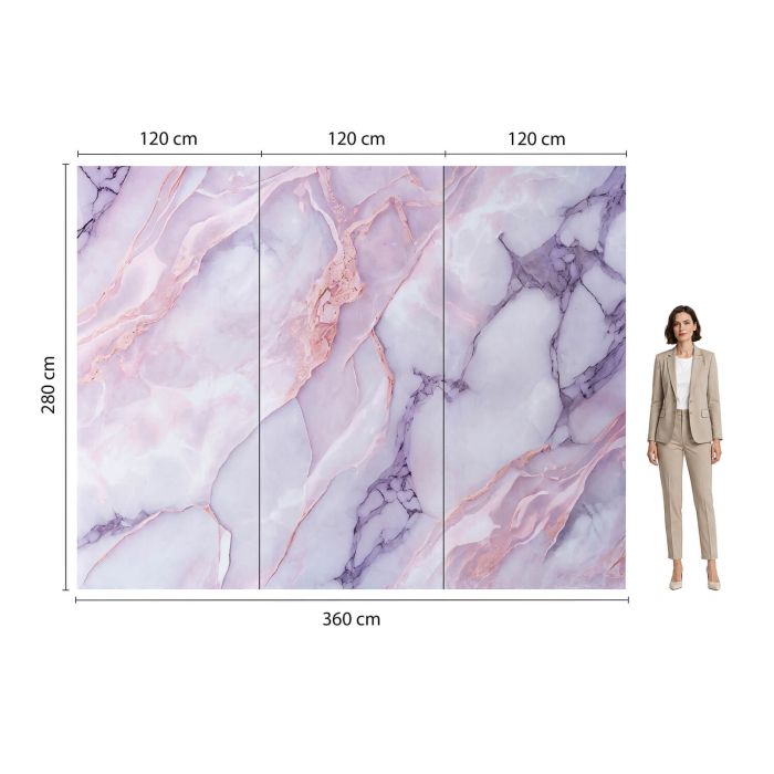 Panel Ścienny XXL Statuario Różowy Połysk 120 x 280 cm 3 mm – zestaw 3 szt. (ABC)