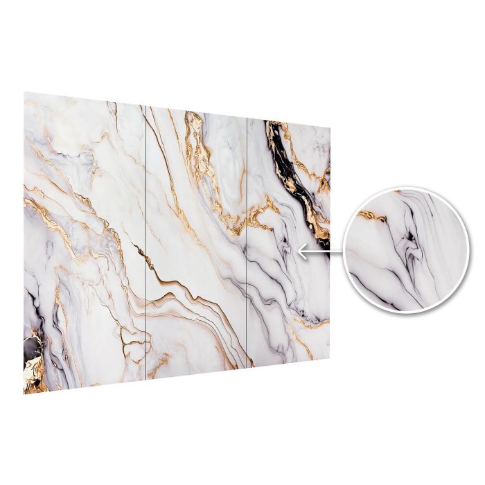 Panel Ścienny XXL Arabescato Złoty Połysk 360 x 280 cm 3 mm – zestaw 3 szt. (ABC)