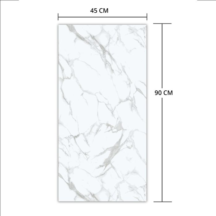 Panel Podłogowy Winylowy SPC Marmur Calacatta Biały Połysk 45 x 90 cm 4 mm