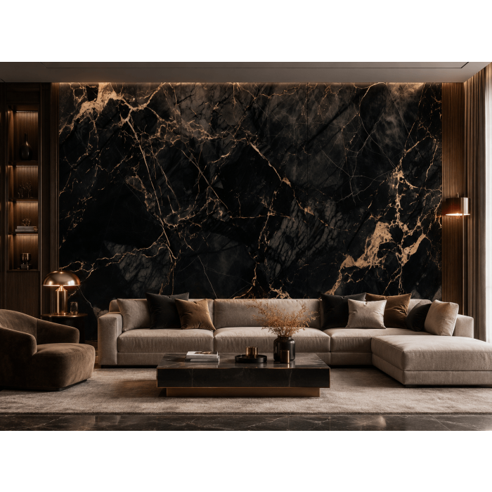 Panel Ścienny XXL Portoro Czarny Połysk 360 x 280 cm 3 mm – zestaw 3 szt. (ABC)