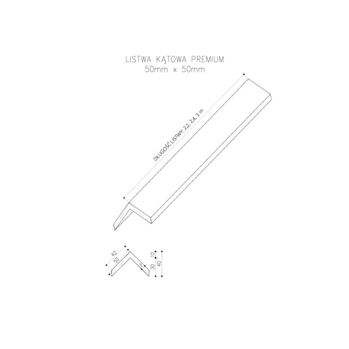 Listwa Kompozytowa Kątowa Premium Gray 50x50 mm – dł. 2,9 m