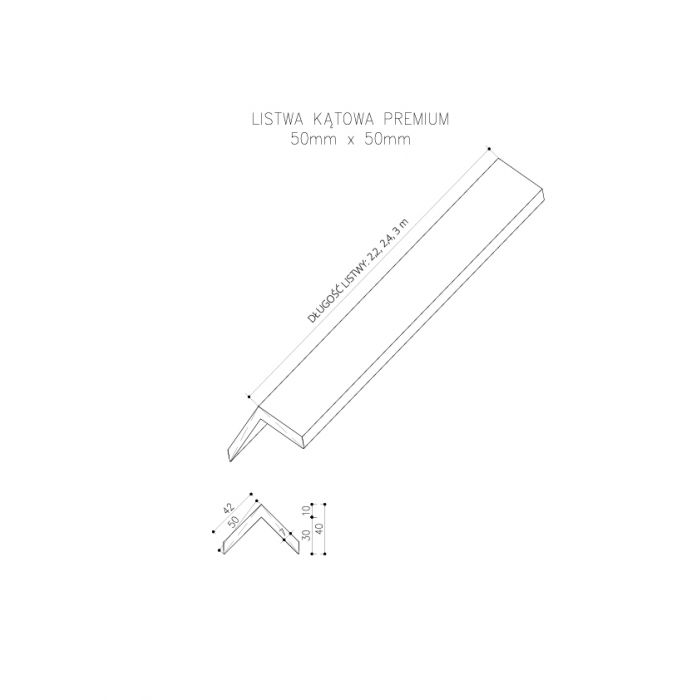 Listwa Kompozytowa Kątowa Premium Złoty Dąb 50x50 mm – dł. 2,9 m