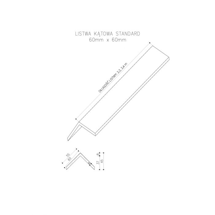 Listwa Kompozytowa Kątowa Standard/3D Brąz - dł. 2,4 m