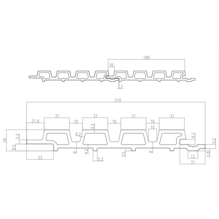 Deska Elewacyjna Kompozytowa Lamelowa Trapez Light Oak / Czarny – dł. 2,9 m