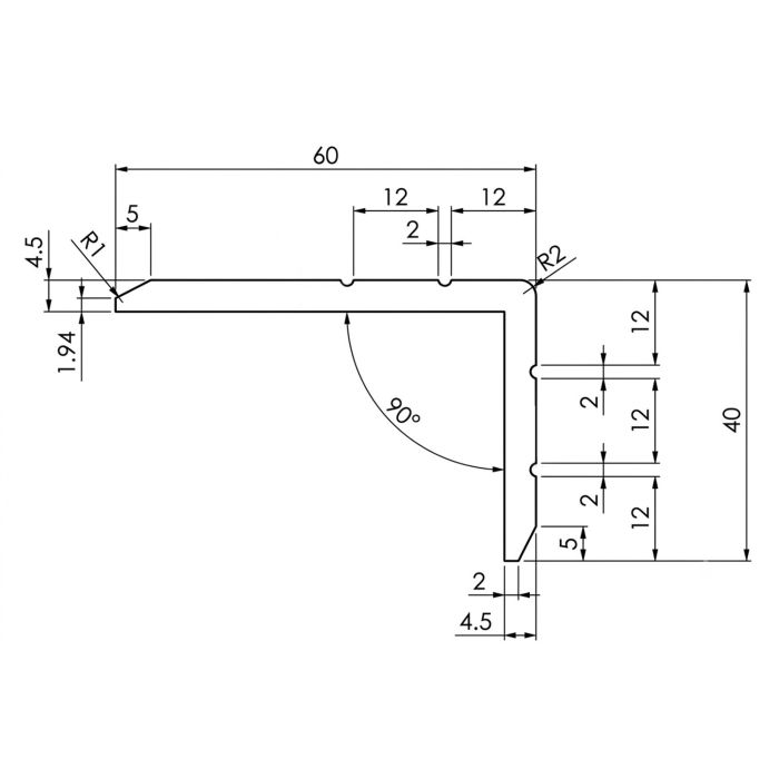 Listwa kątowa ASA 60x40 mm Grey – dł. 3 m
