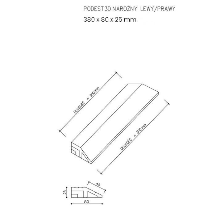 Podest Tarasowy Kompozytowy 3D Boczny Brąz Podest Tarasowy Kompozytowy 3D Boczny Brąz