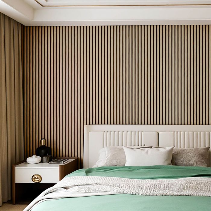 Lamele ścienne akustyczne na filcu Dąb Jasny 2,1 x 30,5 cm – dł. 2,7 m