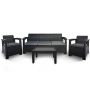 Zestaw Mebli Ogrodowych z technorattanu 5-osobowy Aura Antracyt