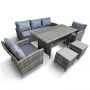 Zestaw Mebli Ogrodowych z technorattanu 7-osobowy Harmonia Szary