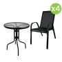 Zestaw Ogrodowy Terra Czarny – 4 krzesła + stolik