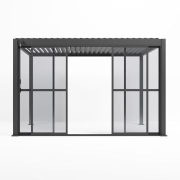 Drzwi przesuwne transparentne do pergoli ogrodowej Antracyt 4 m