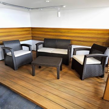 Zestaw mebli ogrodowych z technorattanu Aura Brąz 4 osobowy