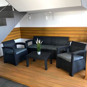 Zestaw Mebli Ogrodowych z technorattanu 5-osobowy Aura Antracyt