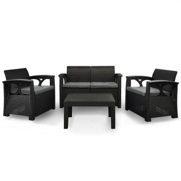 Zestaw Mebli Ogrodowych z technorattanu 4-osobowy Sofia Antracyt