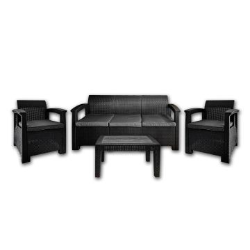 Zestaw Mebli Ogrodowych 5-osobowy Aura Antracyt