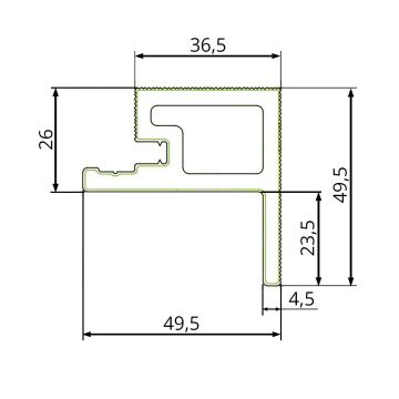Listwa Kompozytowa Lamelowa typu F Premium Dąb Naturalny / Czarny 36,5 x 49,5 mm – dł. 2,9 m