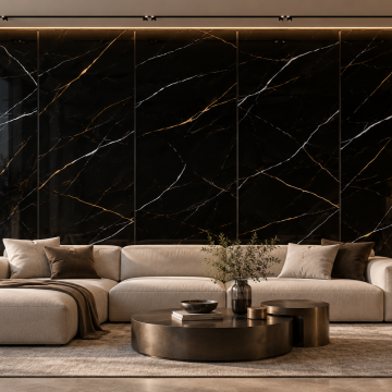 Panel Ścienny SPC Marmur Marquina Czarny Połysk 120 x 280 cm 4 mm