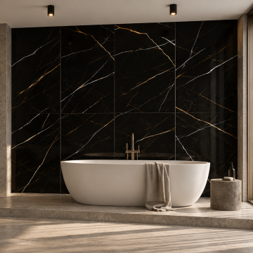 Panel Ścienny SPC Marmur Marquina Czarny Połysk 60 x 120 cm 4 mm