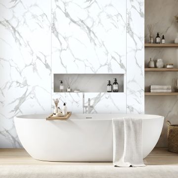 Panel Ścienny SPC Marmur Calacatta Biały Połysk Mat 120 x 280 cm 4 mm