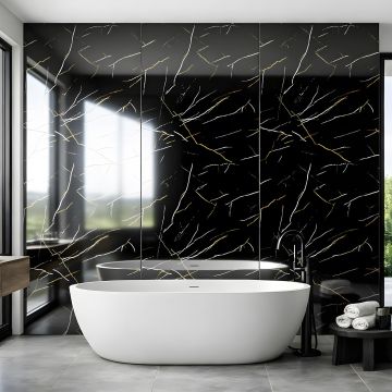 Panel Ścienny SPC Marmur Marquina Czarny Połysk 120 x 280 cm 4 mm