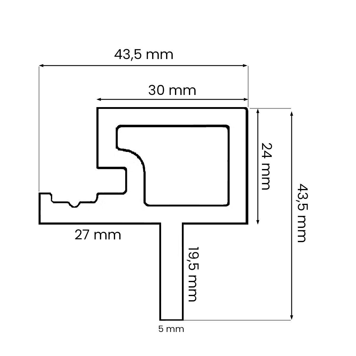 Listwa Kompozytowa Lamelowa Dwustronna Uniwersalna Premium Silver Gray 43,5 mm – dł. 2,9 m