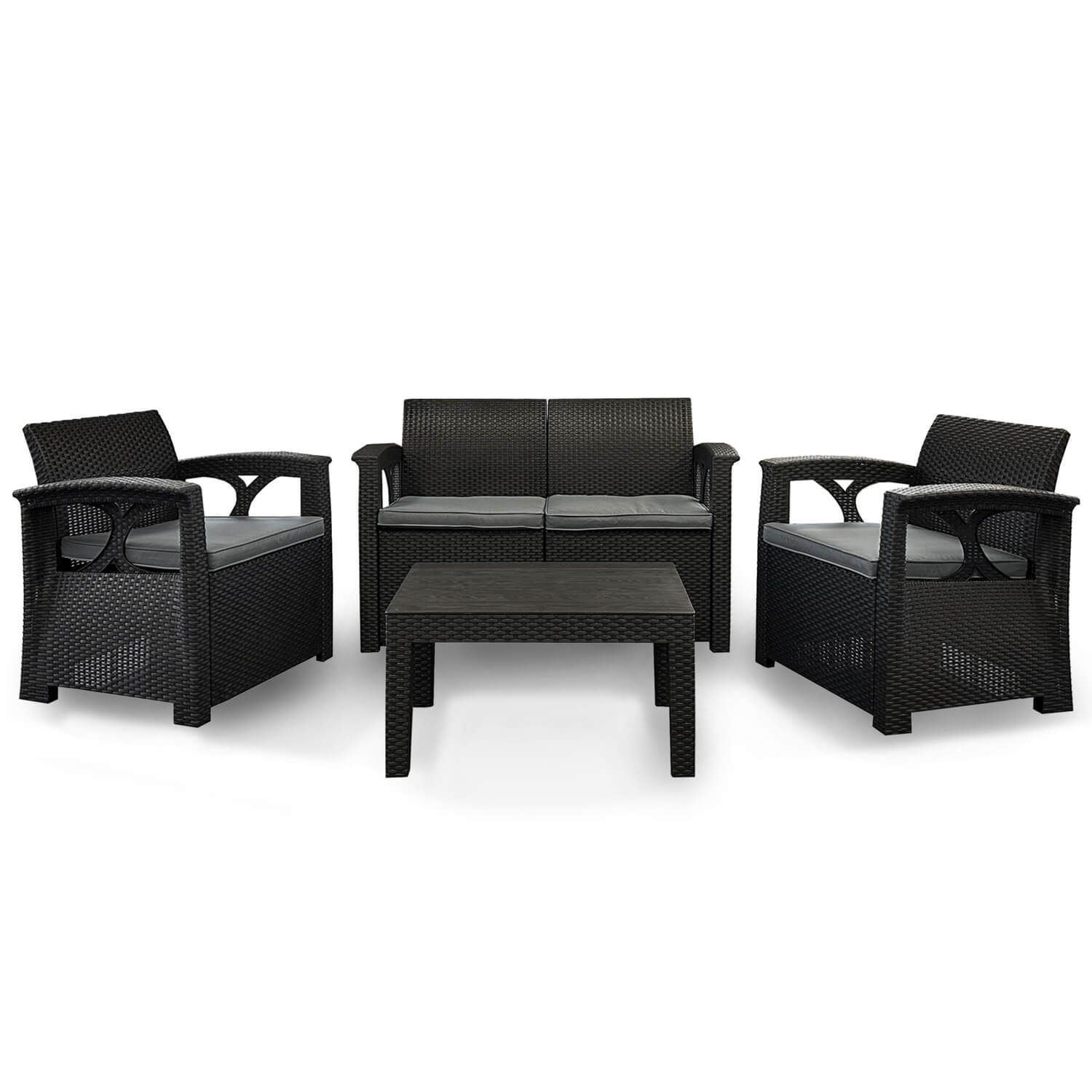 Zestaw Mebli Ogrodowych z technorattanu 4-osobowy Sofia Antracyt