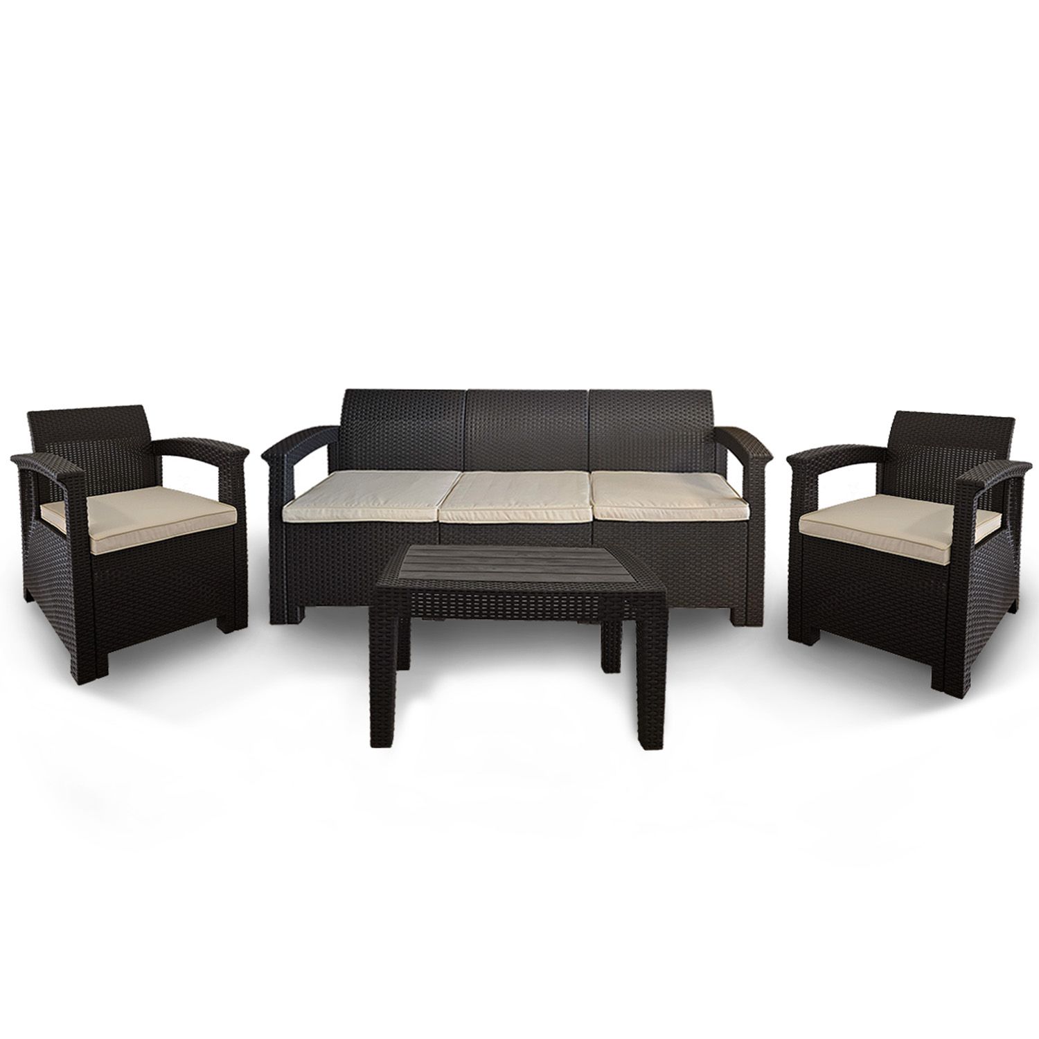 Zestaw Mebli Ogrodowych z technorattanu 5-osobowy Aura Brąz Zestaw Mebli Ogrodowych z technorattanu 5-osobowy Aura Brąz