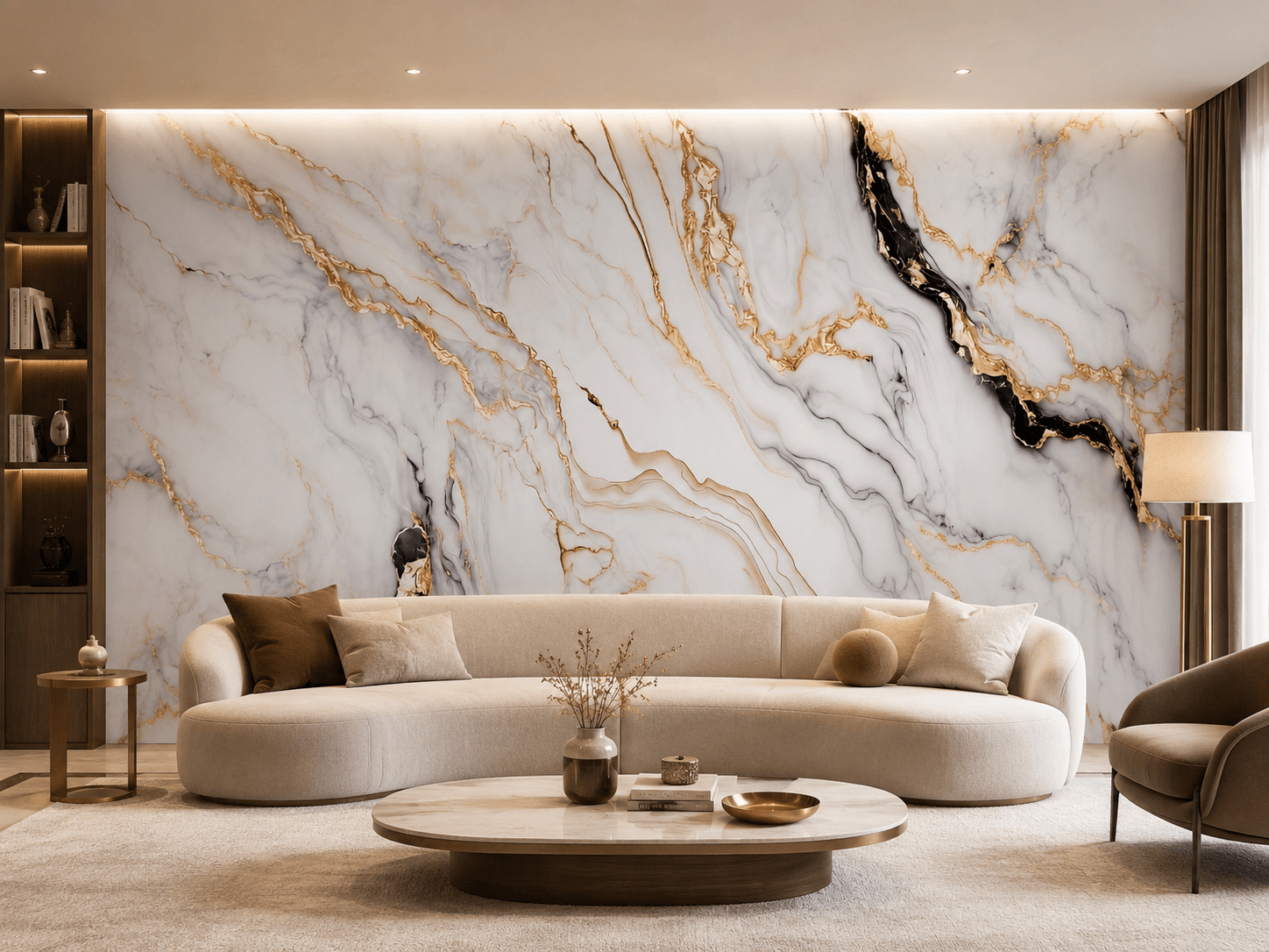 Panel Ścienny XXL Arabescato Złoty Połysk 360 x 280 cm 3 mm – zestaw 3 szt. (ABC)
