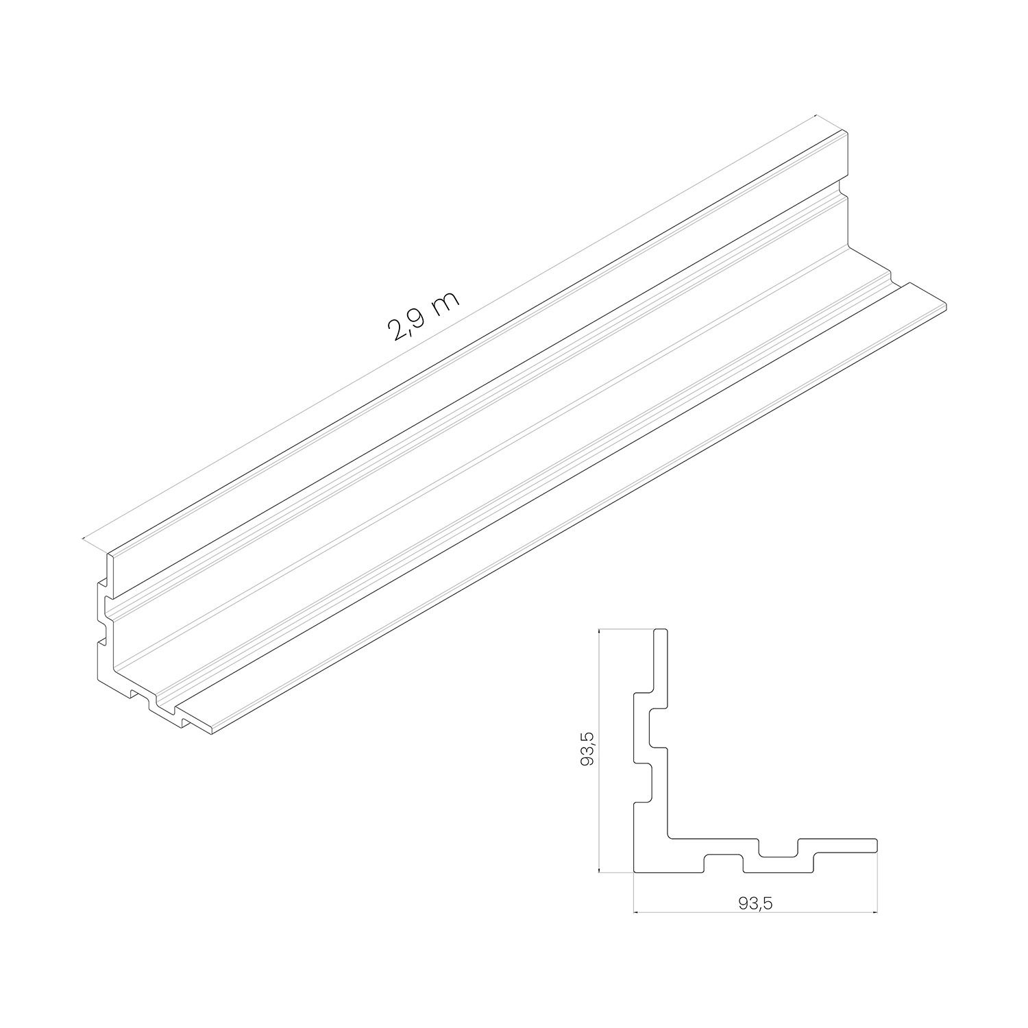 Deska Kompozytowa Narożna Lamelowa DUO Dąb Bursztynowy / Czarny - dł. 2,9 m