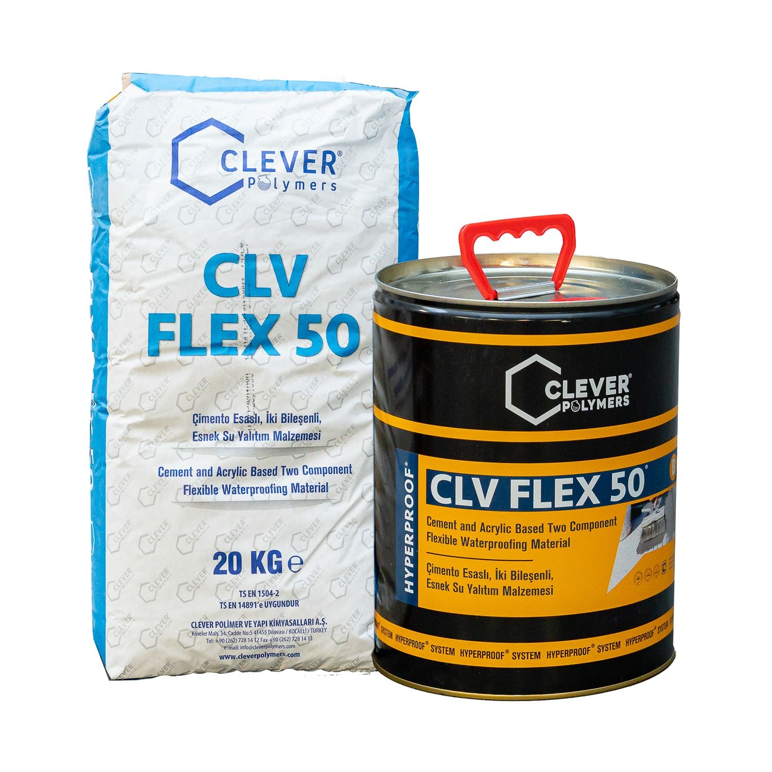 Hydroizolacja Dwuskładnikowa Polimerowa CLEVER CLV FLEX 50 – 20 kg + 4 l Hydroizolacja Dwuskładnikowa Polimerowa CLEVER CLV FLEX 50 – 20 kg + 4 l