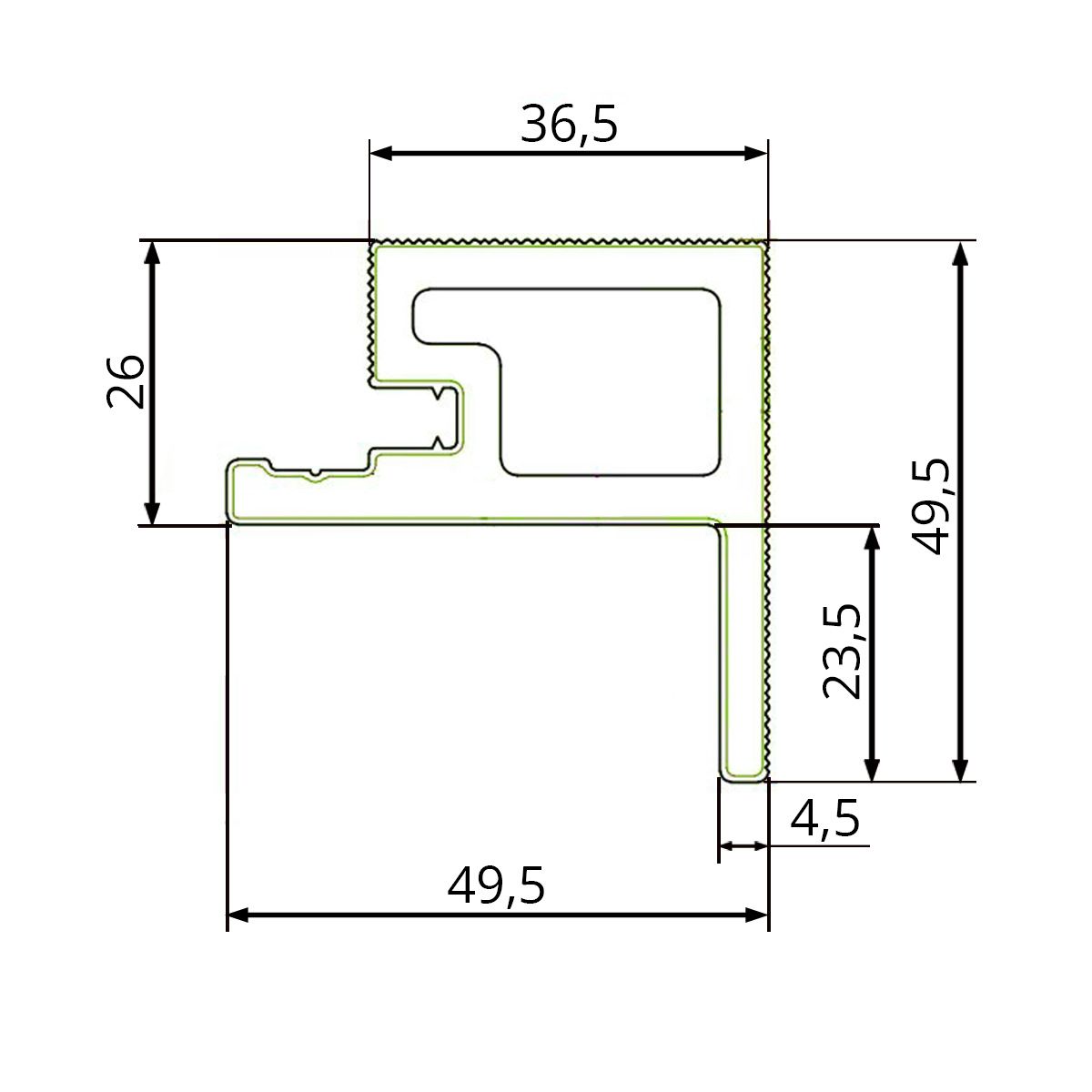 Listwa Kompozytowa Lamelowa typu F Trapez Light Oak 36,5 x 49,5 mm – dł. 2,9 m