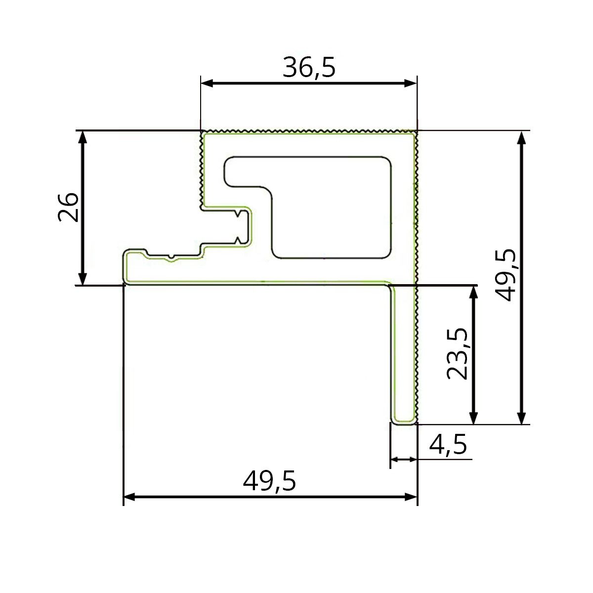 Listwa Kompozytowa Lamelowa typu F Premium Dąb Naturalny / Czarny 36,5 x 49,5 mm – dł. 2,9 m