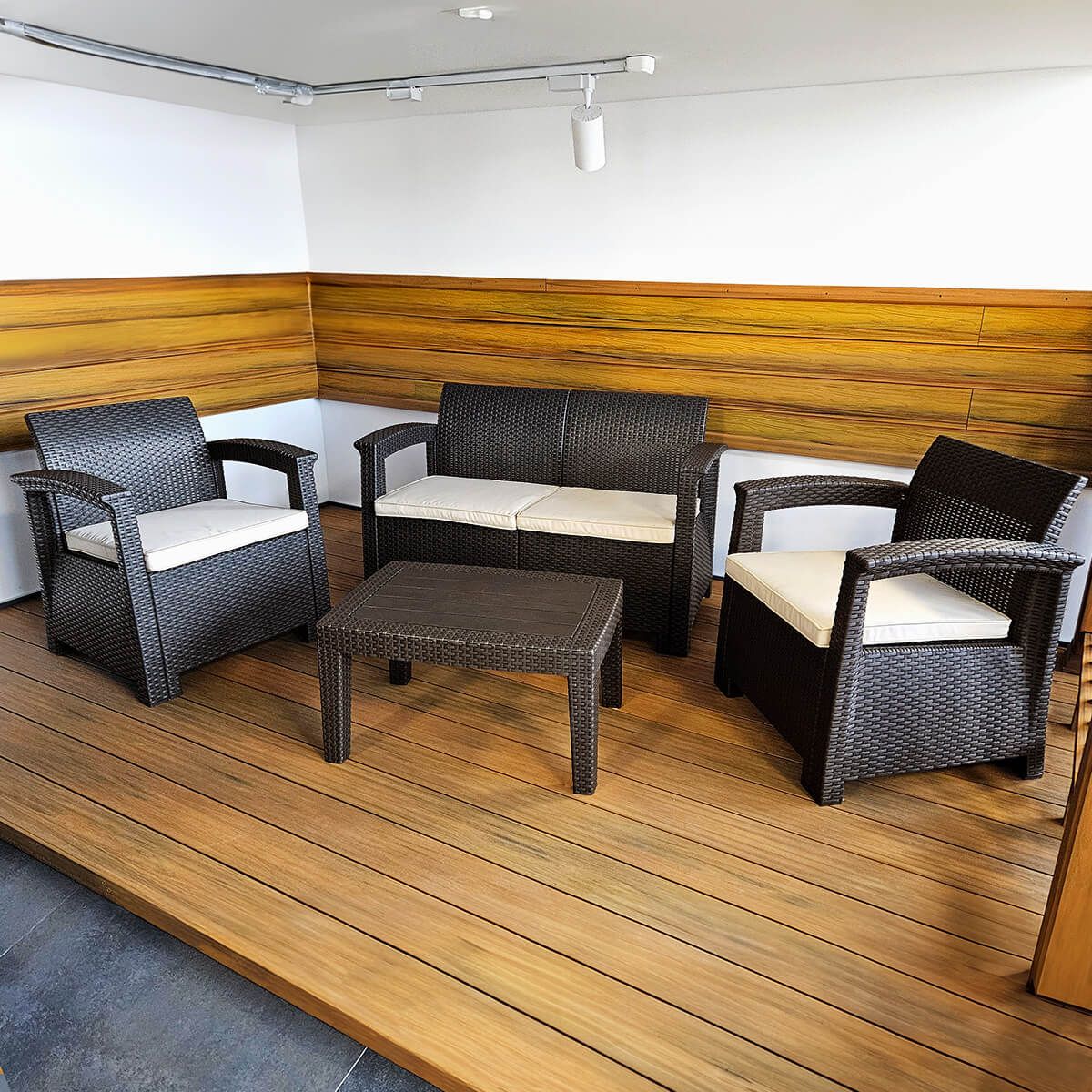 Zestaw Mebli Ogrodowych z technorattanu 4-osobowy Aura Brąz