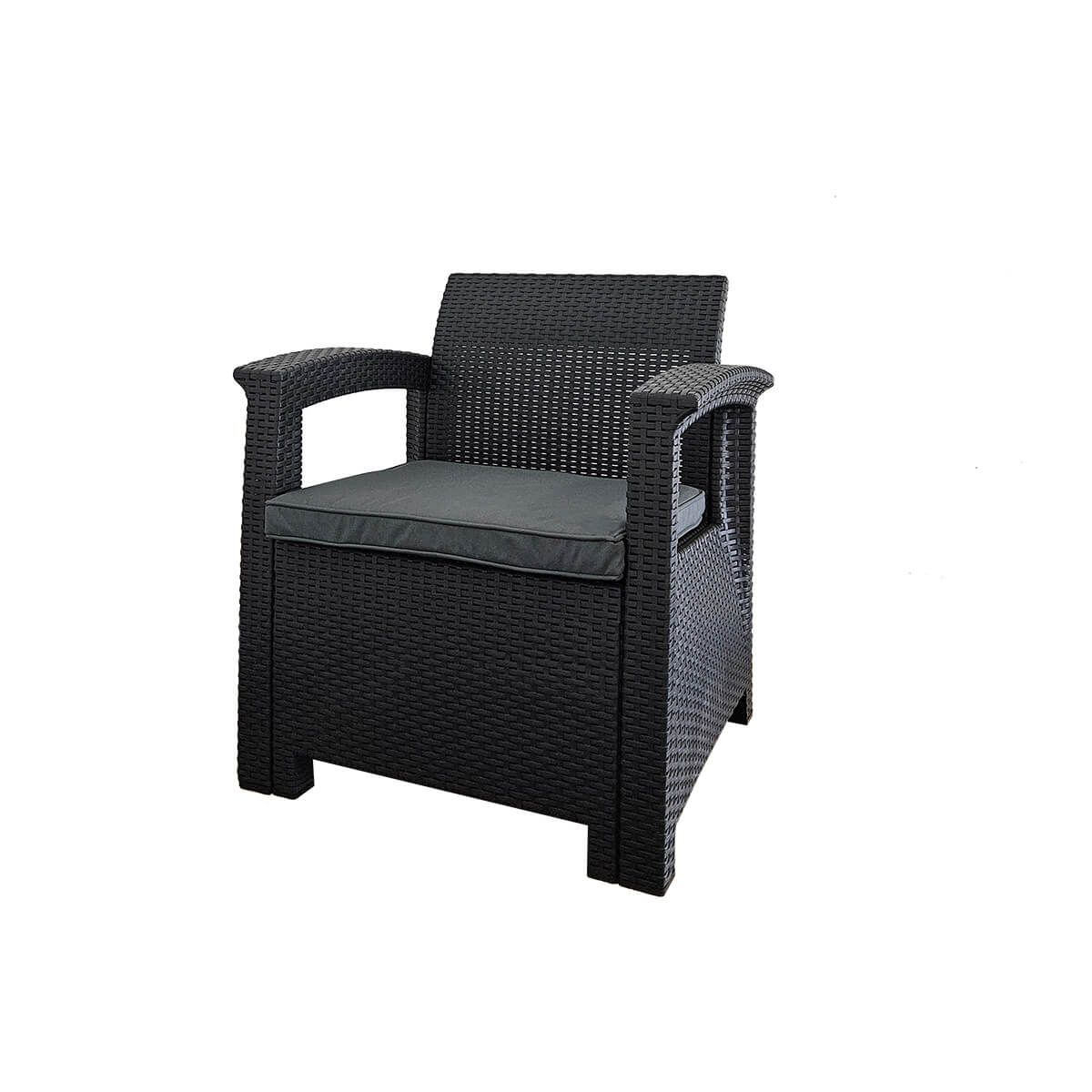 Zestaw Mebli Ogrodowych z technorattanu 5-osobowy Aura Antracyt Zestaw Mebli Ogrodowych z technorattanu 5-osobowy Aura Antracyt