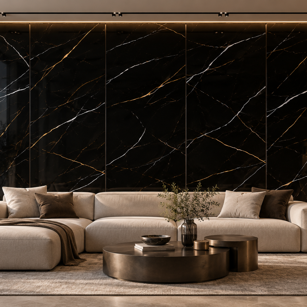 Panel Ścienny SPC Marmur Marquina Czarny Połysk 120 x 280 cm 4 mm Panel Ścienny SPC Marmur Marquina Czarny Połysk 120 x 280 cm 4 mm