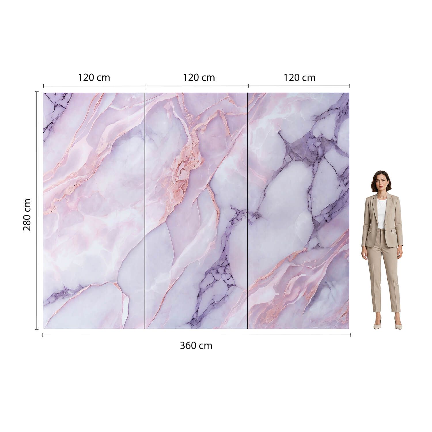 Panel Ścienny XXL Statuario Różowy Połysk 120 x 280 cm 3 mm – zestaw 3 szt. (ABC)